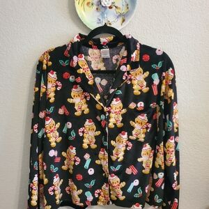 Holiday Time Festive Black and Red Pajama Top